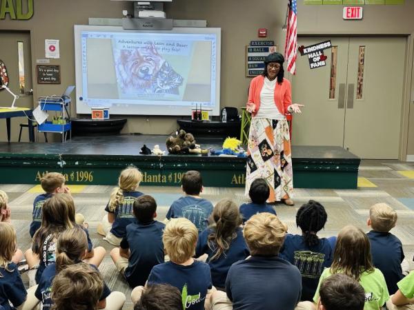 Author Dr. Geraldine Bryant interacts with students during Literacy Week.